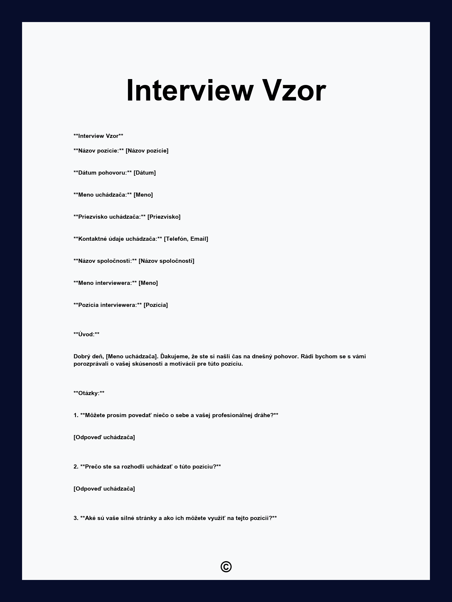Interview Vzor