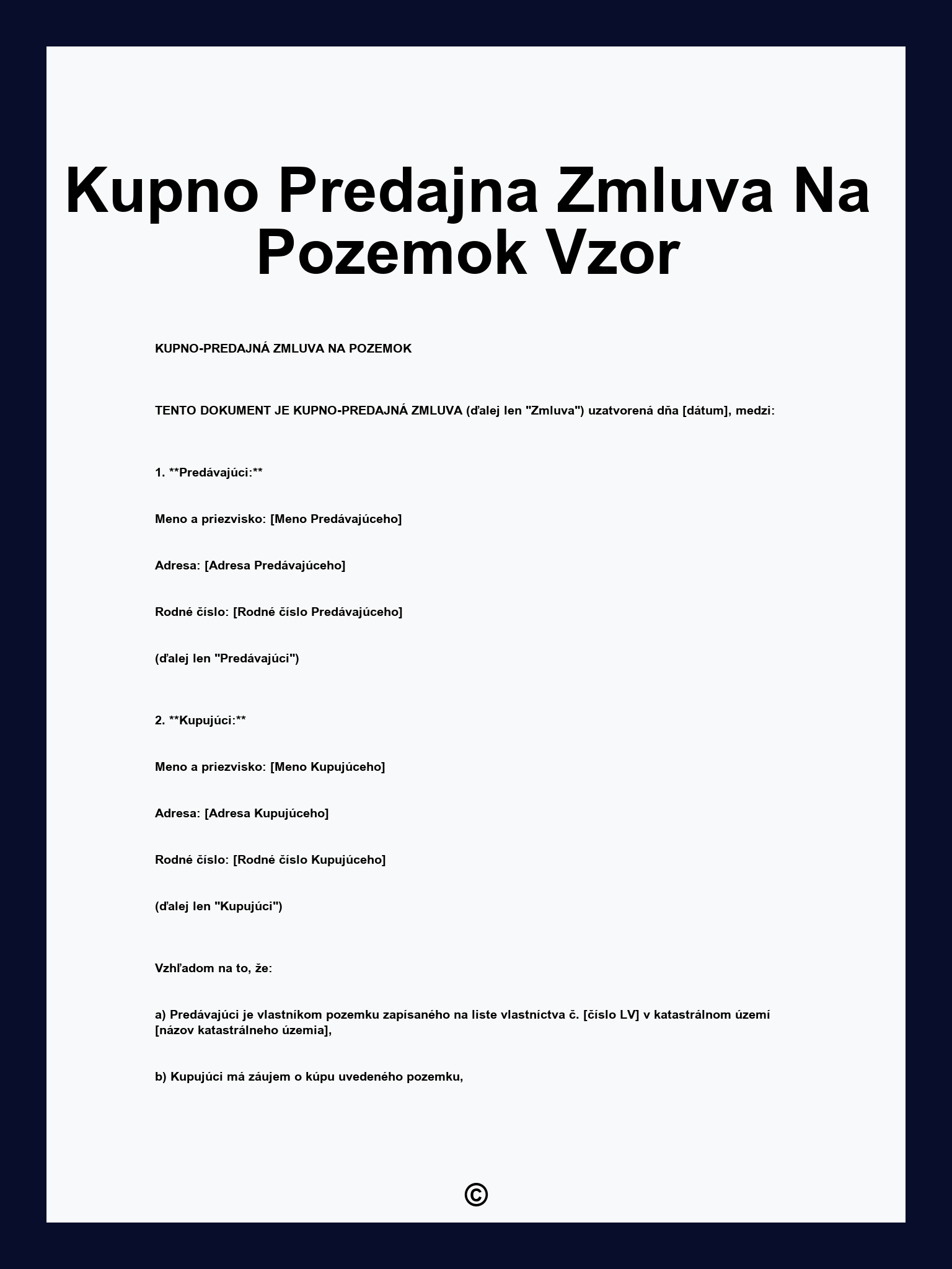 Kupno Predajna Zmluva Na Pozemok Vzor