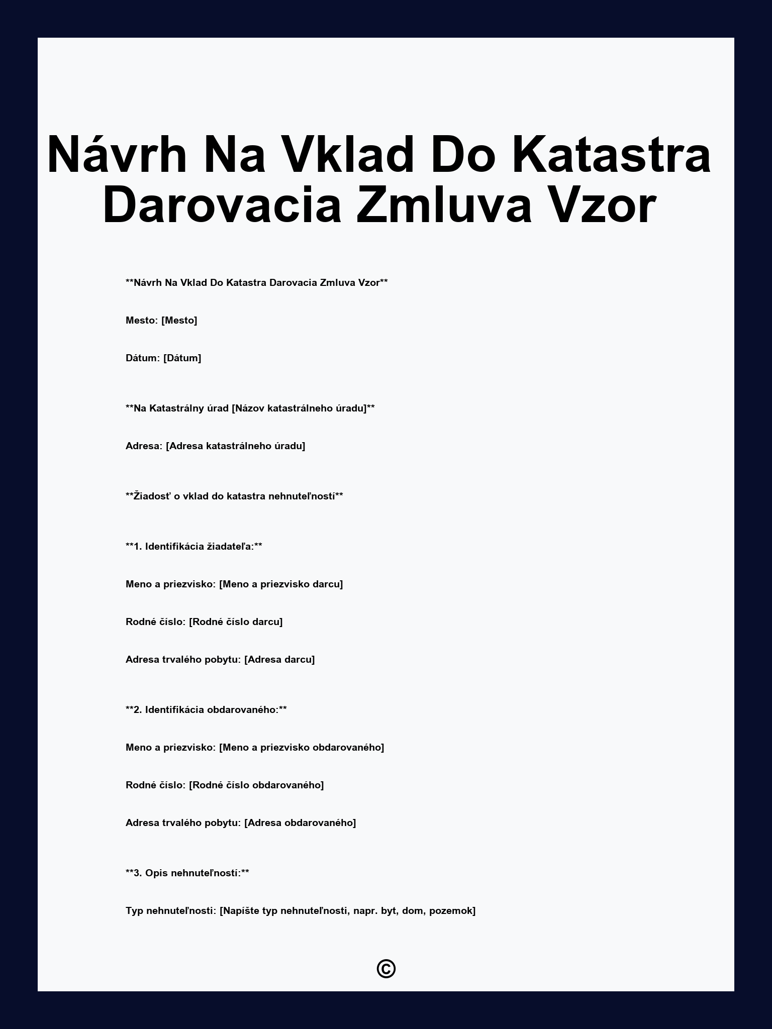 Návrh Na Vklad Do Katastra Darovacia Zmluva Vzor