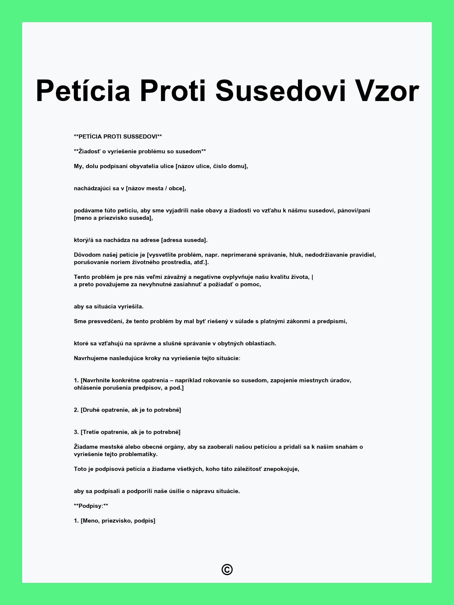 Petícia Proti Susedovi Vzor