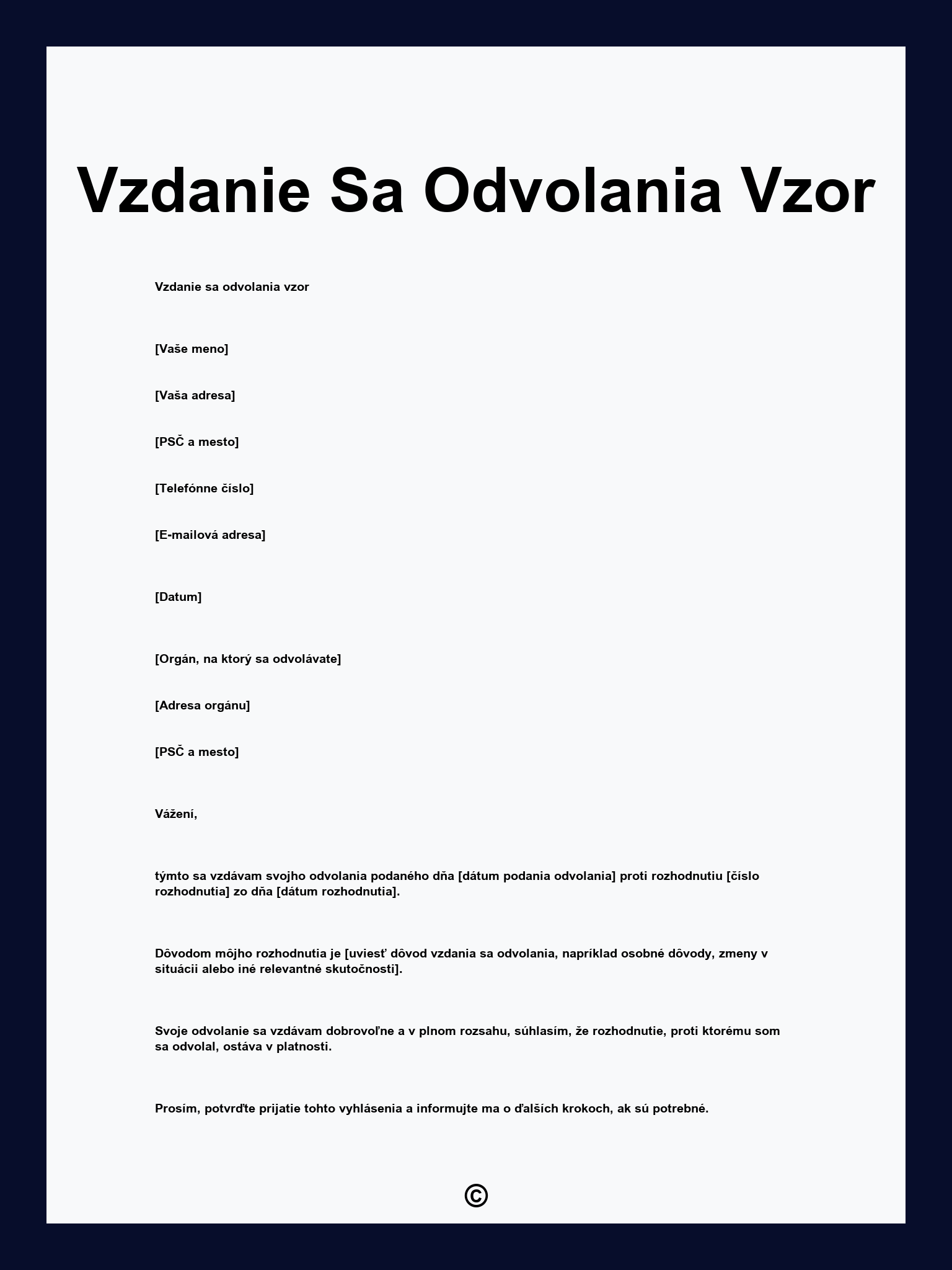 Vzdanie Sa Odvolania Vzor