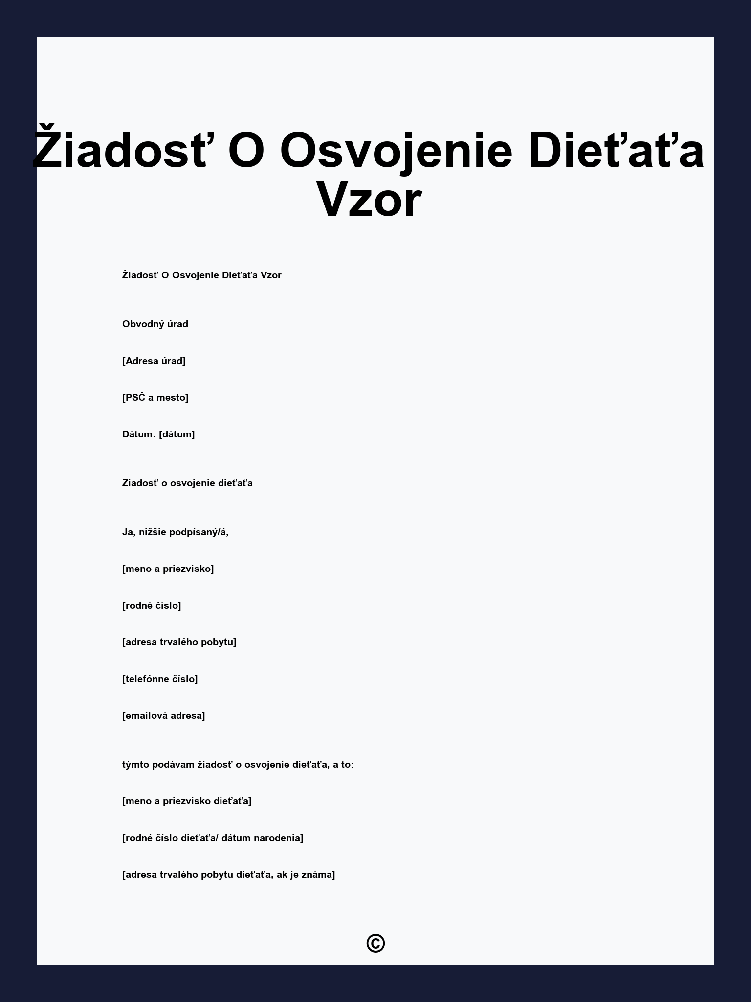 Žiadosť O Osvojenie Dieťaťa Vzor